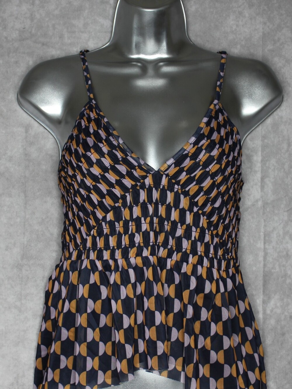 Anthropologie Blue Motif Mesh V-Neck Tank Top Size XS